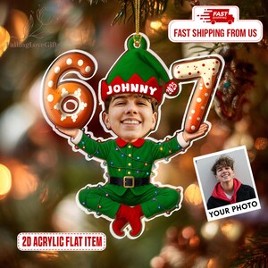 67 Ornament, Six Seven Ornament, Funny Photo 67 Christmas Ornament, 67 Meme Ornament, Teen Slang Ornament, Funny Teenager Gift image 5
