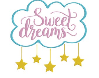 Sleep Embroidery Design, Sweet Dreams Machine Embroidery File, Instant Download