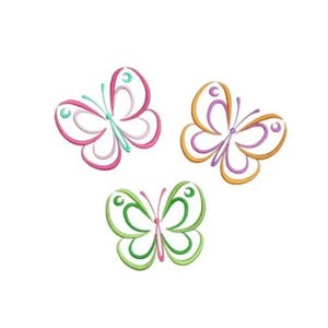 Diseño de bordado de mariposas, encantador diseño de bordado a máquina de mariposas coloridas, insectos, bichos, lindo, femenino, naturaleza, línea minimalista