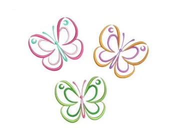 Butterfly Embroidery Design, Enchanting Colorful Butterflies Machine Embroidery Design, Insects, Bugs, Cute, Girly, Nature,Minimalistic Line
