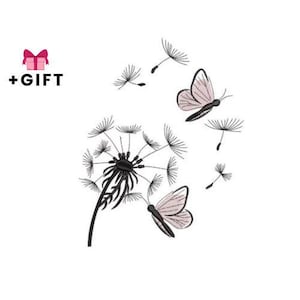 Diseño de bordado de diente de león, hermoso diseño de bordado a máquina de flores, flores, bordados florales, puntada de verano, línea minimalista, primavera