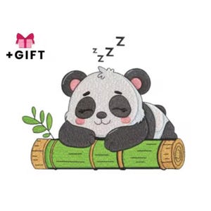 Cute Panda Machine Embroidery Design - Beautiful Sleeping Cartoon Pandas Animal For Children, Kids, Girls, Boys,Babies, Sweet Dreams Sleep