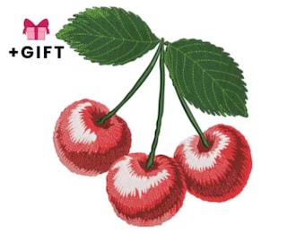 Cherries Embroidery Design, Cherry Trio Machine Embroidery File, Instant Download
