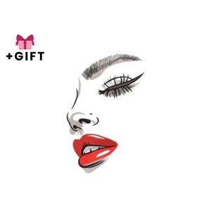 女性の刺繍デザイン、美しい女性の顔の機械刺繍デザイン、赤い唇、メイク、線画、淑女、ミス、女性、ミニマルステッチ