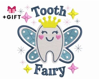 Cartoon Embroidery Design, Tooth Fairy Crown Machine Embroidery File, Instant Download