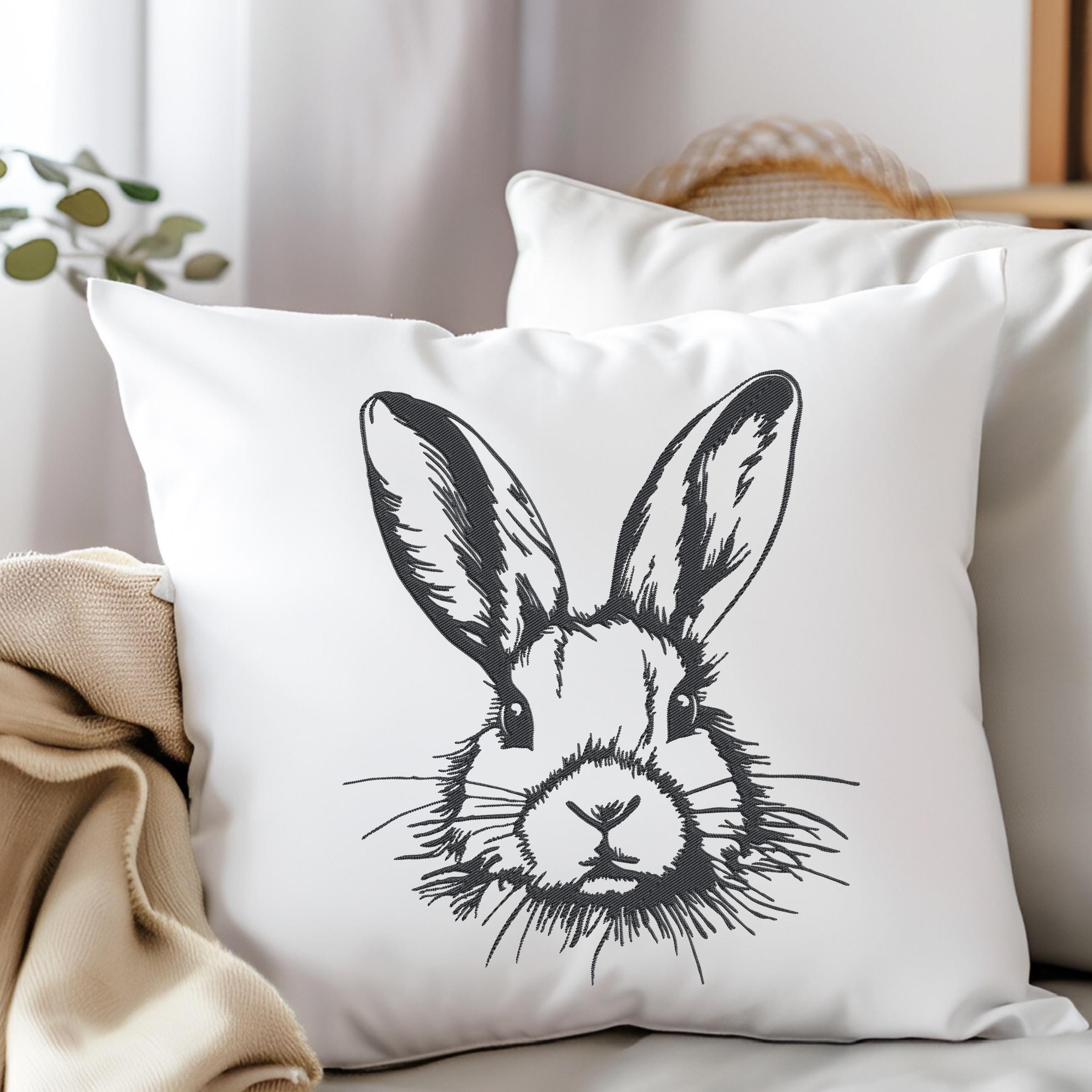 Rabbit Embroidery Design, Vintage Drawn Bunny Machine Embroidery File ...
