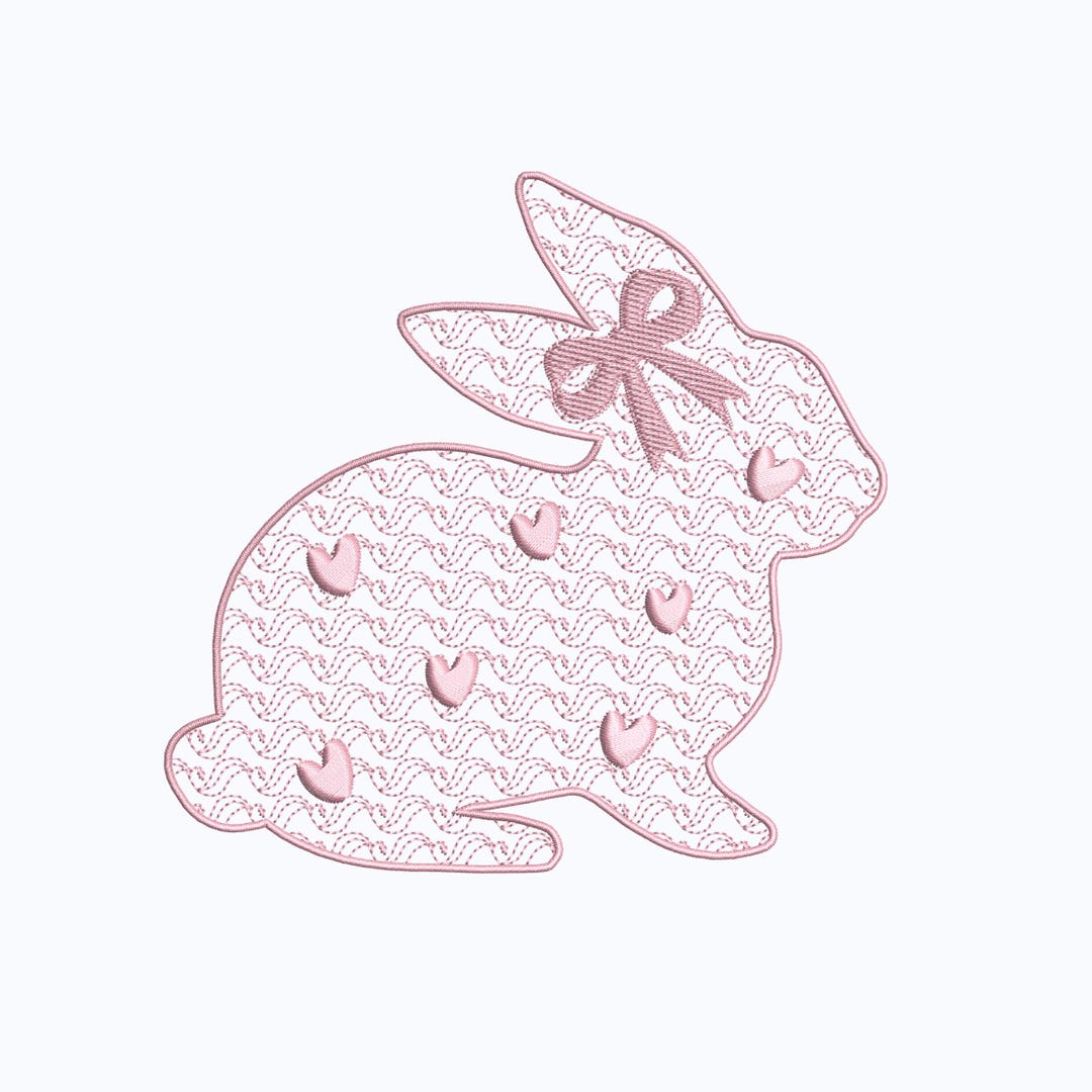 Rabbit Embroidery Design, Ornamental Pink Bunny Machine Embroidery File ...