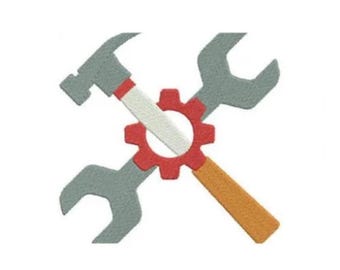 Hammer and Wrench Machine Embroidery Design - Men Split Tools Screwdriver Pliers Repair, Man Tools