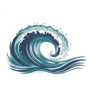 Sea Embroidery Design, Ocean Wave Machine Embroidery Design, Blue Water Splash, Waves, Beautiful Nature, Swim, Surfing, Bath Embroideries