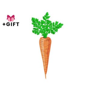 Carrots Embroidery Design, Orange Carrot Machine Embroidery Design, Vegetable, Vegetables, Food, Kitchen, Cook,Cooker,Kitchener,Healthy,Farm