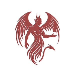 Disegno per ricamo di un demone, file per ricamo a macchina con silhouette di un diavolo minimalista, download immediato