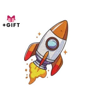 Diseño de bordado de dibujos animados, diseño de bordado de máquina de cohetes espaciales, puntada de astronauta, niño, niños, niño, niños, astronauta, cielo, cohetes