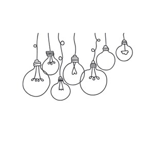 Light Bulb Embroidery Design, A Lot Of Bulbs Outline Machine Embroidery File, Instant Download
