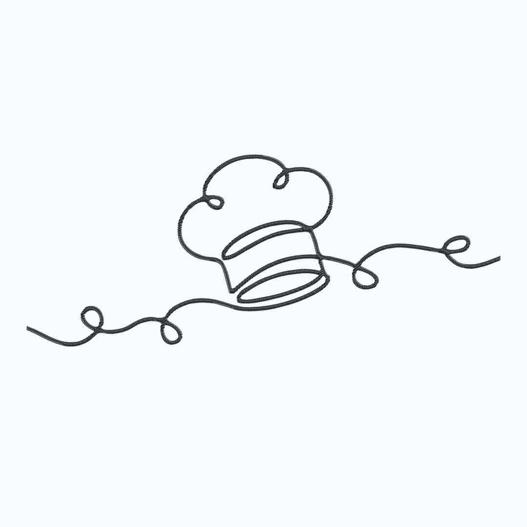 Kitchen Embroidery Design, Linear Chef Hat Machine Embroidery File ...