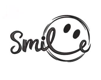 Smile Embroidery Design, Smile Face Machine Embroidery Design, Black Title With Smile Emoji,Smile Face Sign, Word, Words, Simple Handwriting