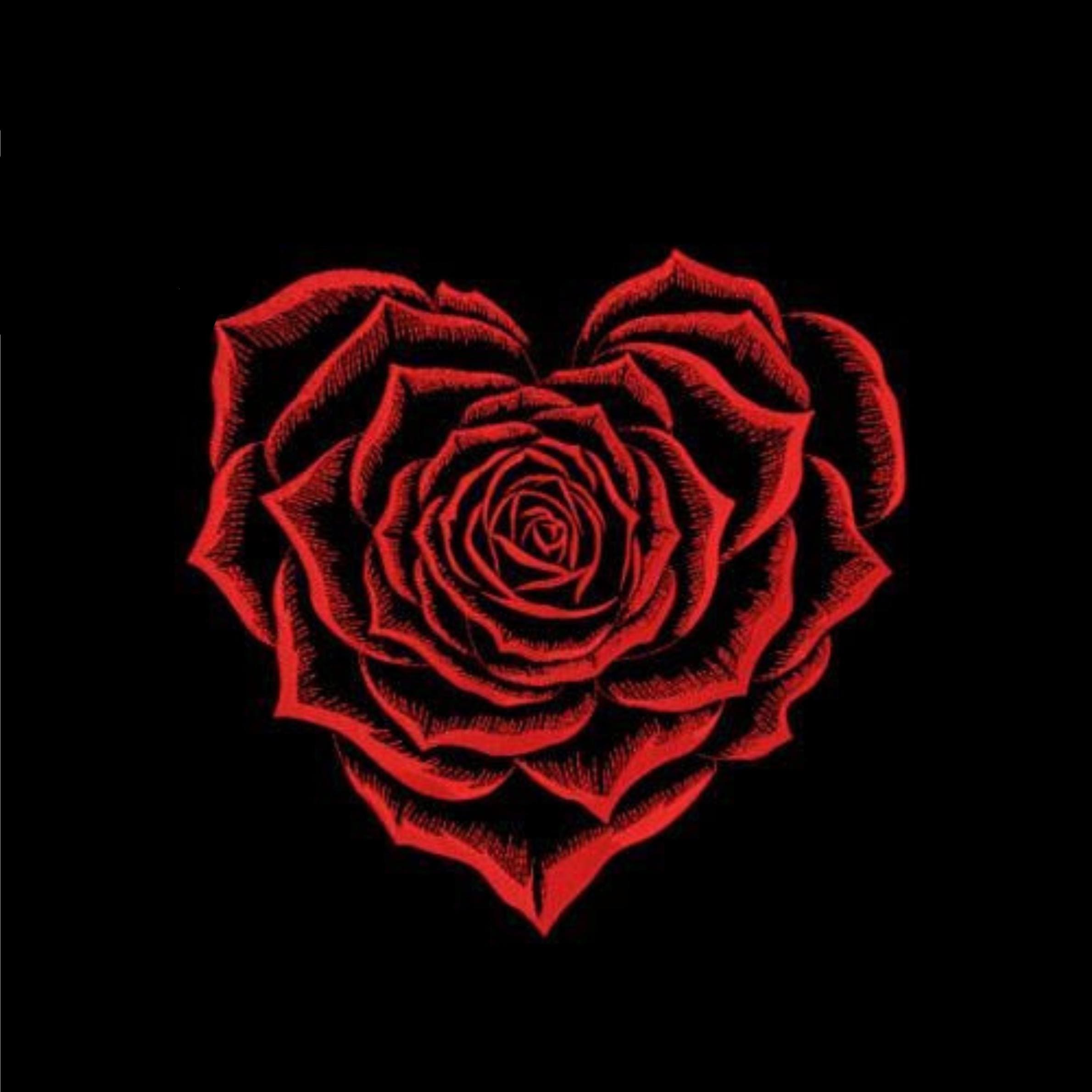 Flower Embroidery Design, Heart Shaped Rose Machine Embroidery Design ...