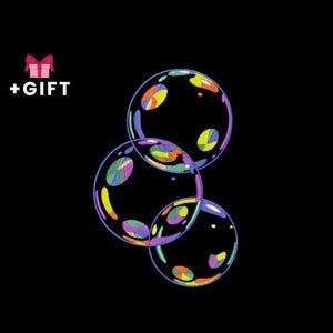 Bubbles Embroidery Design, Colorful Soap Bubbles Machine Embroidery Design, Black Background Stitch, Three Bubbles, Bubble, Circles, Bright