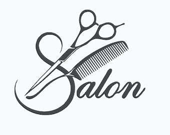 Hair Stylist Embroidery Design, Scissors And Comb, Salon Title Machine Embroidery File, Instant Download
