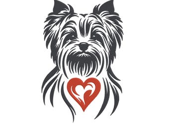 Diseño de bordado de cachorro, archivo de bordado a máquina de Yorkshire Terrier, descarga instantánea