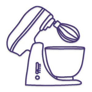 Kitchen Stand Mixer Machine Embroidery Design - Blue Minimalistic Line Art For Chef Cooker Kitchener Baker, Baking Machine For Food Lovers