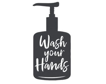 Bath Embroidery Design, Wash Your Hands Words Machine Embroidery File, Instant Download