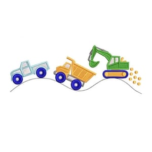 Bouwvoertuigen machineborduurontwerp, borduurontwerpen voor jongens, geel groen blauw tractor graafmachine auto's auto, kinderen, cartoon