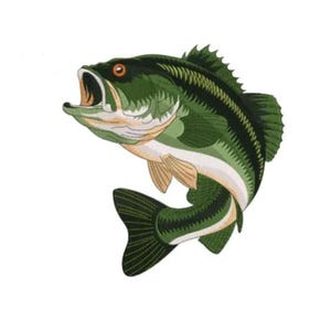 Fish Embroidery Design, Jumping Largemouth Bass Machine Embroidery Design, Big Green Carp, Fishes Embroideries,Water Animals,Fishing,Fishery
