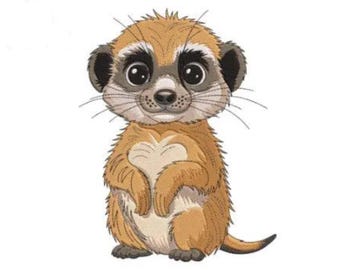 Meerkats Embroidery Design, Cute Meerkat Animal Machine Embroidery File, Instant Download