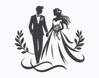 Wedding Embroidery Design, Romantic Couple Holding Hands Silhouette Machine Embroidery File, Instant Download