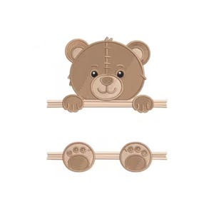 Peekaboo Bär Maschinenstickerei, niedliches Braun Baby Bär Cartoon Tier, Teddybär für Kinder Kinder Babys, süßer Teddy Lächeln, lächelnd