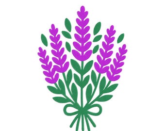 Lavender Embroidery Design, Purple Wildflower Bouquet Machine Embroidery File, Instant Download