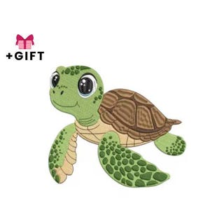 Desenho de bordado de tartaruga, desenho de bordado à máquina de tartaruga bebê fofa, bordados de desenho animado, animais, verde, olhos grandes, crianças, ponto