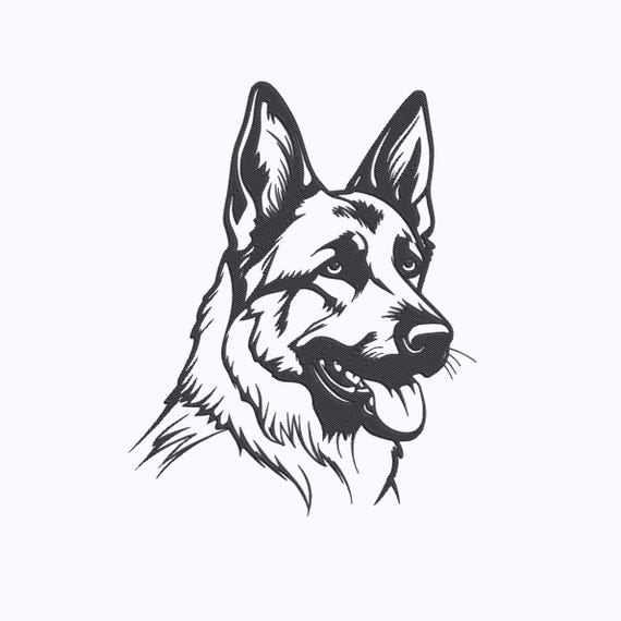 Dogs Embroidery Design, German Shepherd Dog Breed Machine Embroidery File, Instant Download