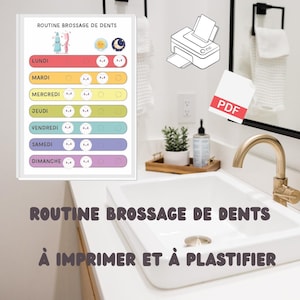 Programa de cepillado de dientes, rutina de cepillado de dientes para niños imprimible