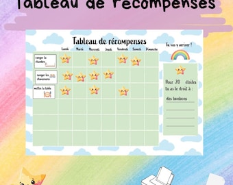 Tableau de récompenses enfant | Tableau motivation Montessori imprimable - thème dinosaure - France Tableau de récompenses enfant | Tableau motivation Montessori imprimable - thème dinosaure - France