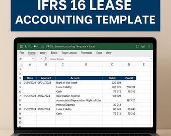 IFRS 16 Lease Accounting Excel Template | Lease Liability & ROU Asset Calculator | Editable Spreadsheet |