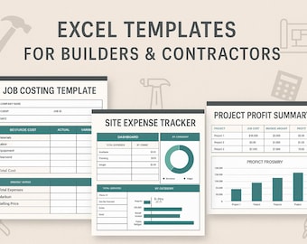 Construction Trades Finance Excel Bundle | Job Costing Site Expenses & Profit Summary Toolkit