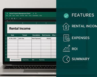 Rental Property Management Excel | Income, Expenses, ROI Tracker