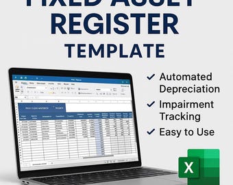 Fixed Asset Register Excel Template | Automated Depreciation Tracker | Easy to Use