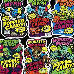 Halloween Stickers Set - Monsters Horror Sticker Pack Vampire Werewolf Frankenstein Zombie Gothic Spooky Vinyl Decals dark academia Gift