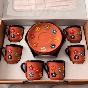 Hand-Painted Turkish Coffee Cup Set