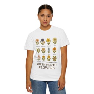 Geboortemaand Bloemen T-shirt - Aangepaste Botanische Tee - Gepersonaliseerd verjaardagscadeau Shirt - Bloemenmaand Ontwerp - Vintage Tee - Natuurliefhebber Shirt