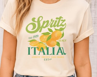 Spritz Italia Shirt, Aperitif Graphic Tee, Retro Italian Cocktail Shirt, Summer Drink Shirt, Italy Travel Gift Idea