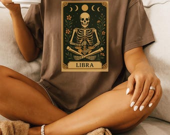 Libra Tarot Skeleton Print, Zodiac Wall Art, Scales Symbol Poster, Occult Decor, Witchy Balance, Air Sign