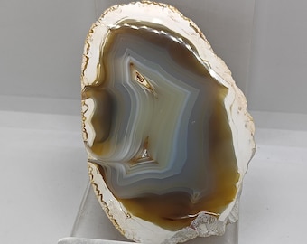 Natural Banded Agate Geode Slice Polished Crystal Quartz Display  (93gm)