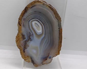 Natural Banded Agate Geode Slice Polished Quartz Crystal Display  (73gm)