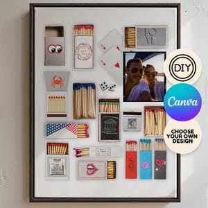 Personalized Matchbook Art – DIY Canva Template, Matchbox Poster Download, Custom Gift, Wedding Favor, Neutral Printable Match Design