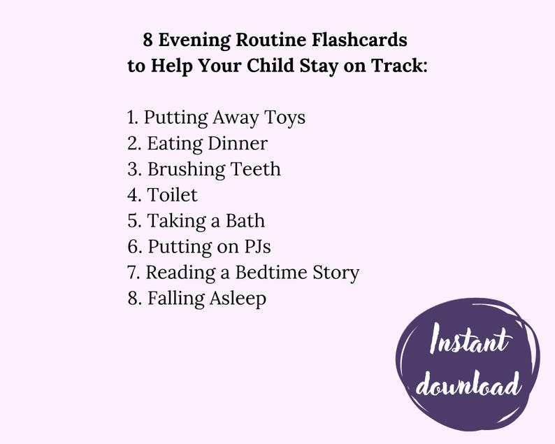 Personalized Evening Routine Cards for Kids Bedtime Chart for Toddlers ...