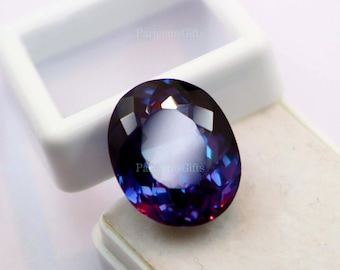 17 Ct Certified Color Change Alexandrite Handmade Trending Stones Oval Shape Loose Gemstone.
