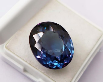 20 Ct Certified Color Change Alexandrite Handmade Trending Stones Oval Shape Loose Gemstone